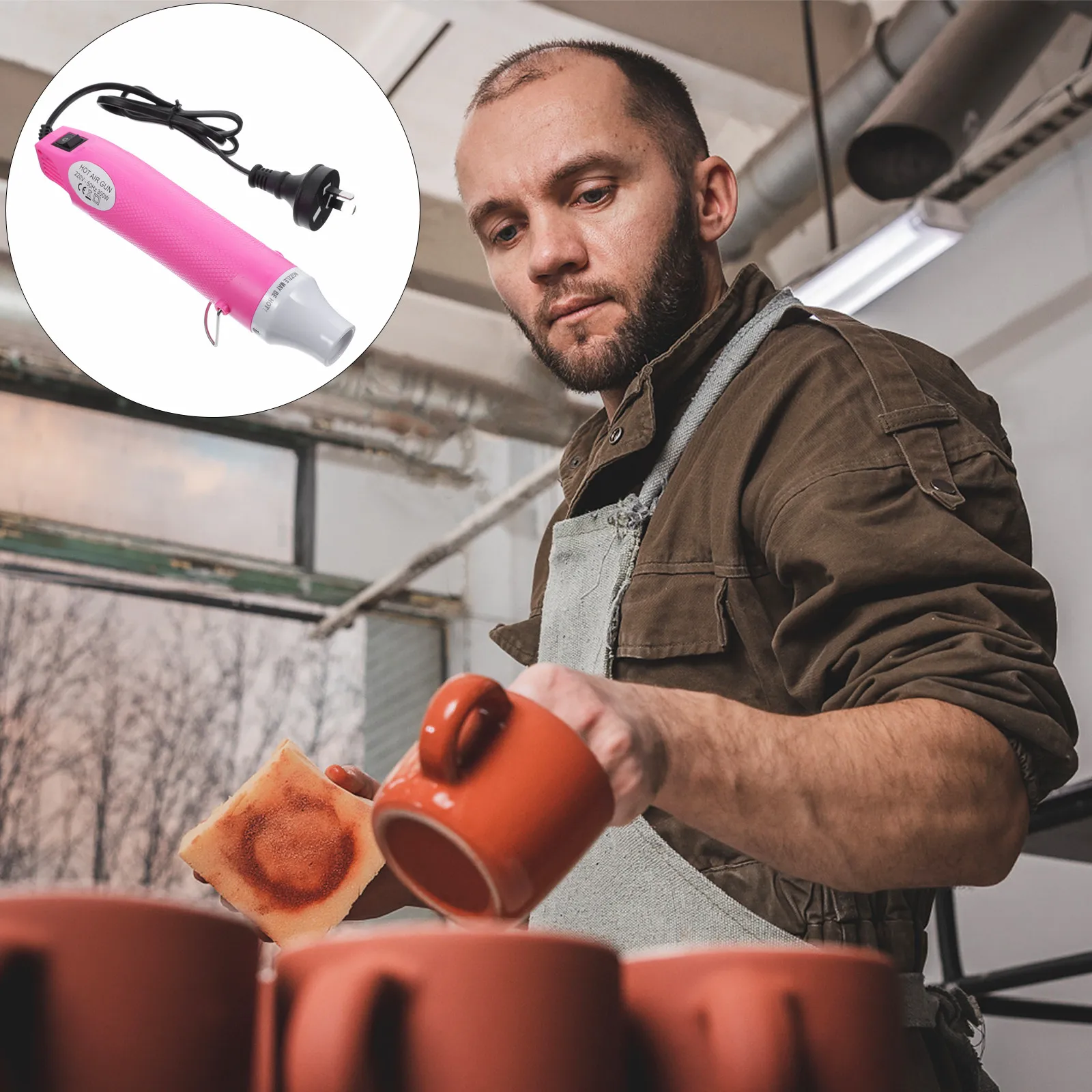 1Set Hot Air Blower Tool Ideal for DIY Crafters Beginners Professionals Polymer Clay Embossing Powder Shrink Plastic Projects