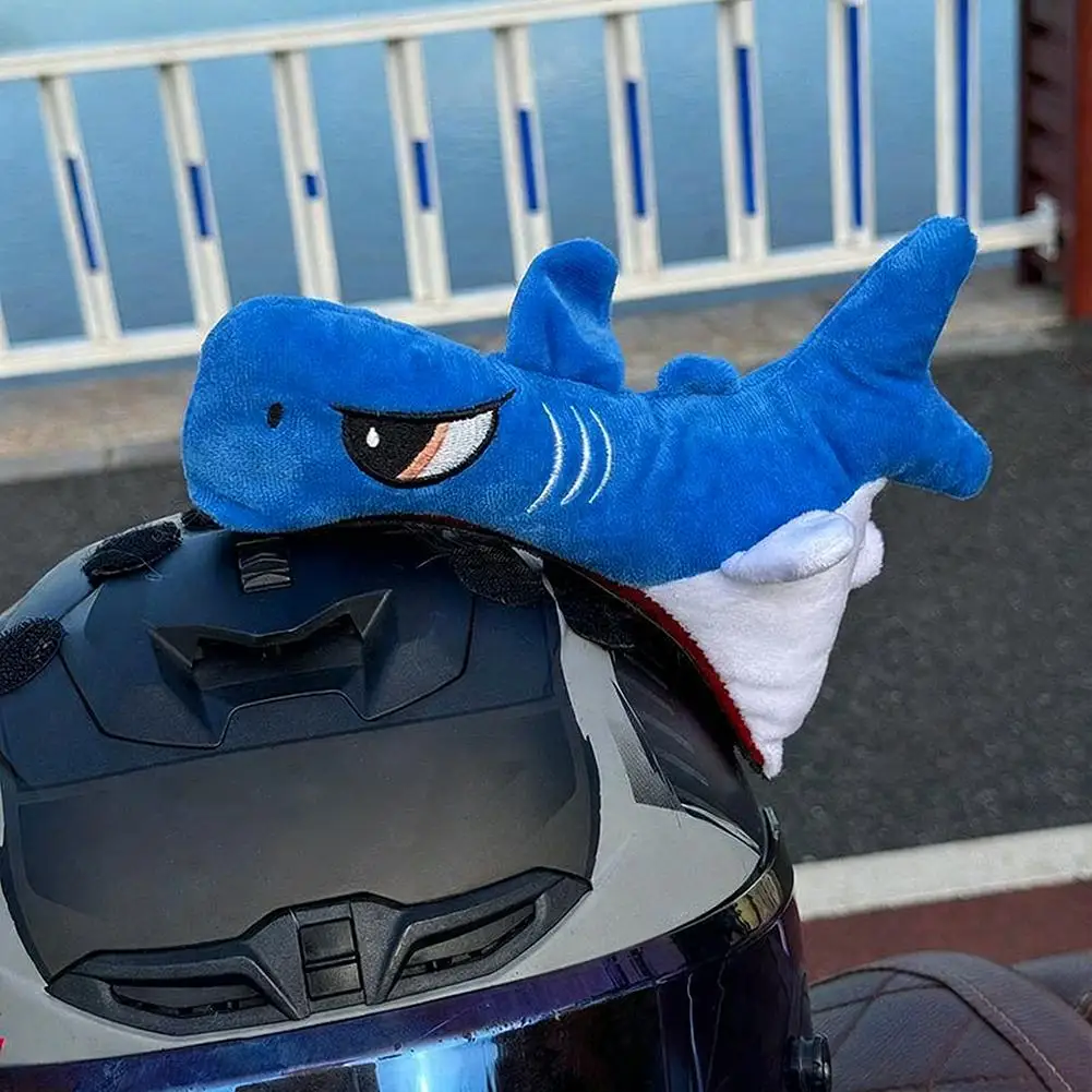 Motorcycle Helmet Shark Decoration Plush Shark Helmet Accessories Personalized Helmet Style Rider Personality Display Accessory