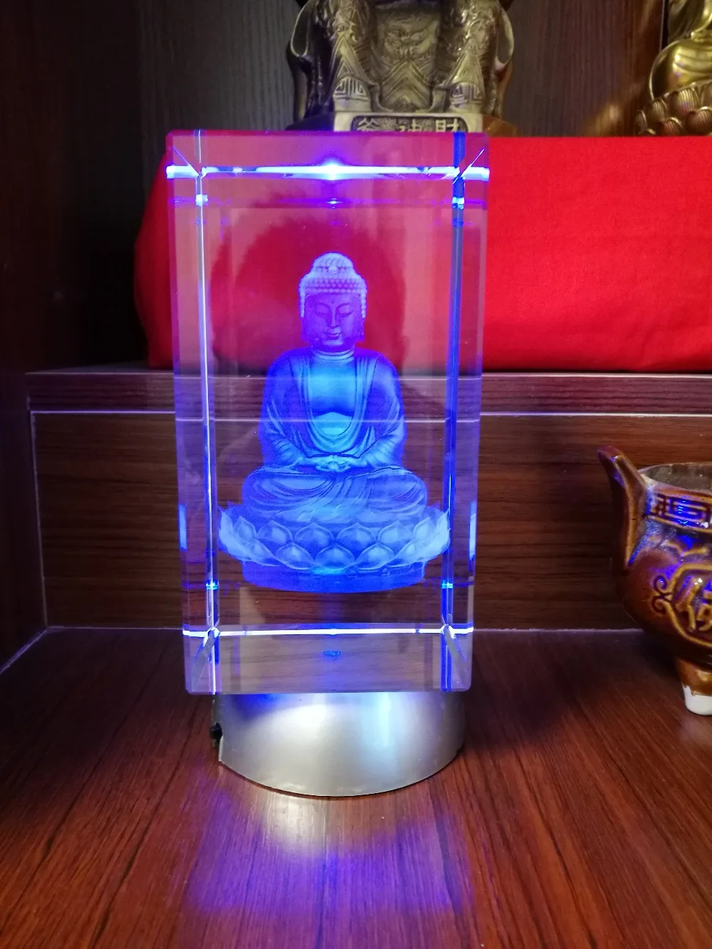 GOOD -15 CM LARGE # Efficacious HOME family Talisman- Greco-Buddhist 3D crystal Buddhist Buddha statue Figurine statue view 3