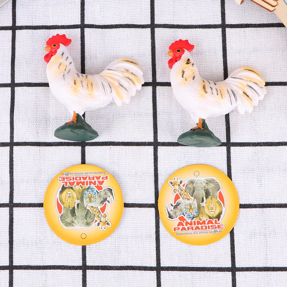 

2Pcs Artificial Poultry Ornament Chicken Craft Lifelike Rooster Decoration Home Party Living Space Animal