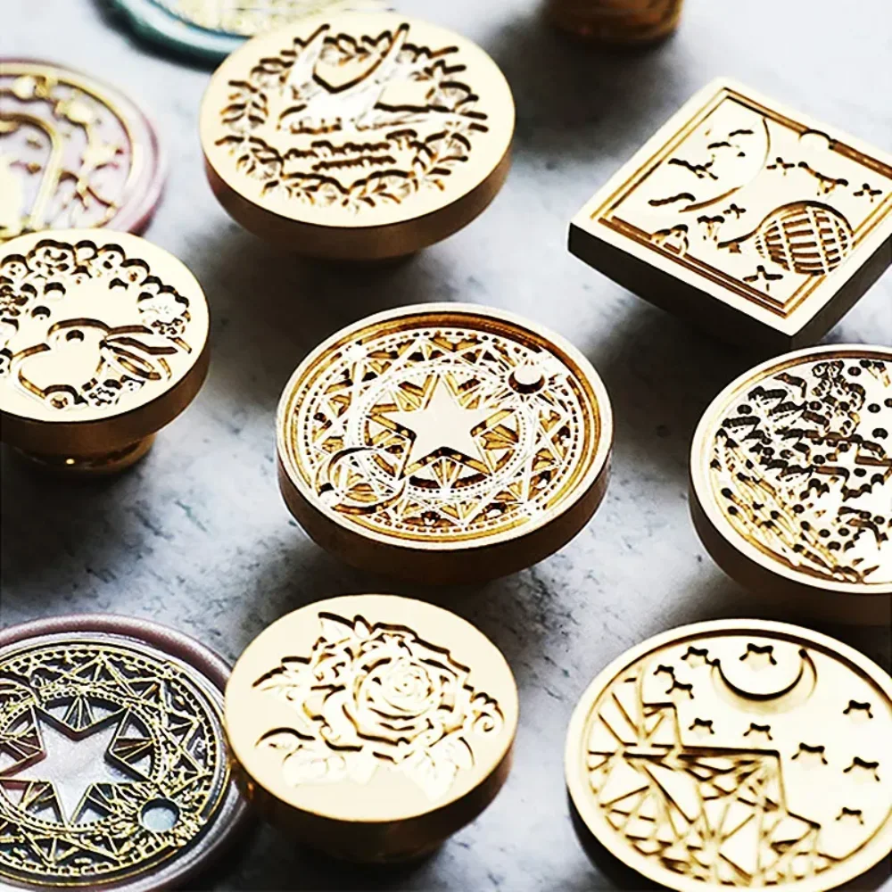 Butterfly Icon Wax Seal Stamp Replace Head Antique Metal Star Sky Pattern Sealing Wax Seals Head Retro Flowers
