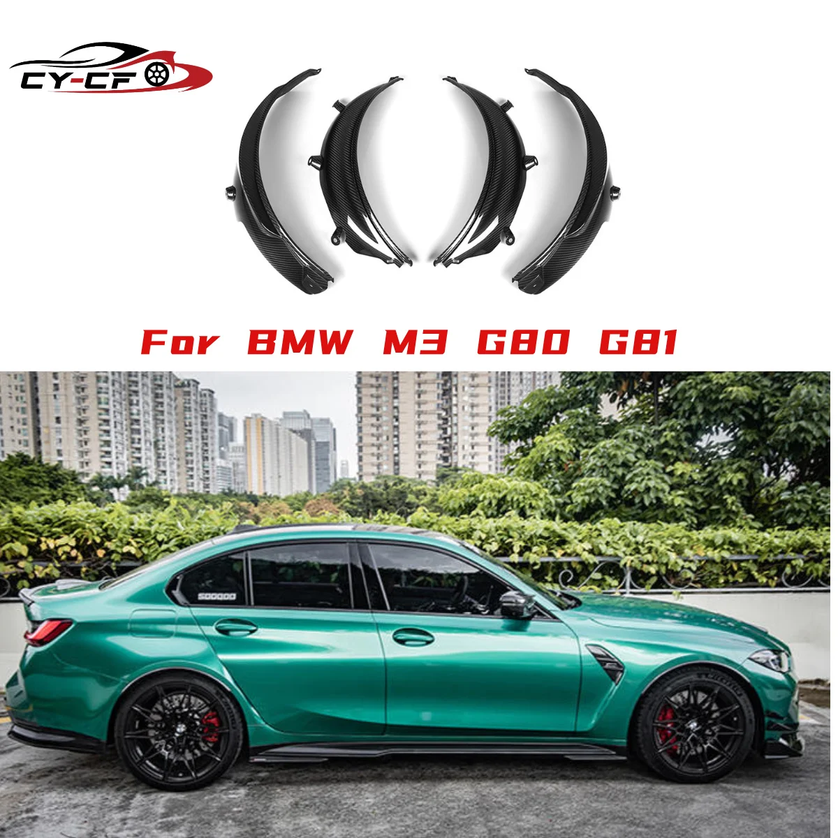 

Dry Carbon Fiber For BMW 3 Series M3 G80 G81 2021+ Wheel Eyebrow Car Bumper Side Fender Trim Cover Body Kits