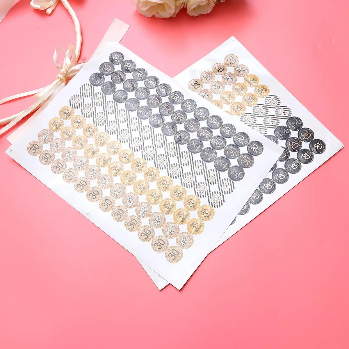 2 Sheets Birthday Anniversary Decor Decoration Number Decor High Number Stickers For Party Quality Paper Anniversary Theme Fit