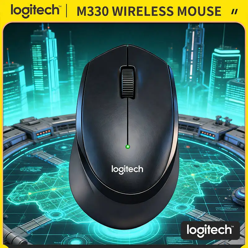 

Беспроводная мышь Logitech M330 Silent с наноприемником USB 2.4 ГГц, эргономичная форма, бесшумная работа для офиса, учебы, ноутбука