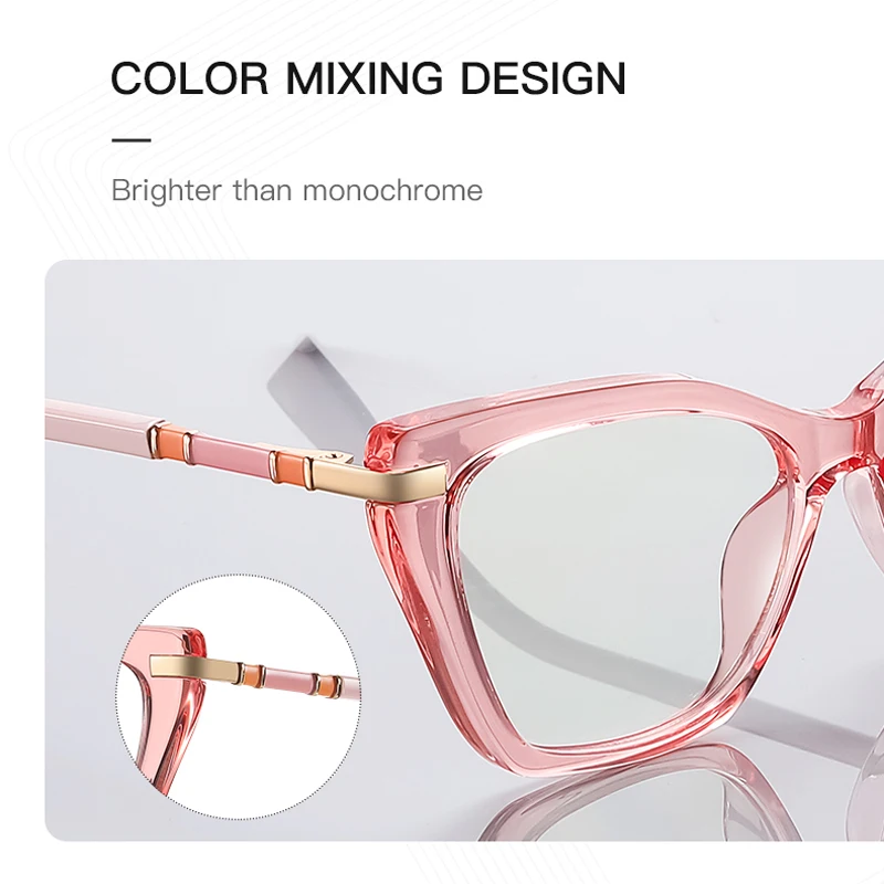 CLLOIO Women Fashion Anti-Blue Light Reading Glasses Simple Cat Eye Glasses Frame Prescription Optical Myopia Hyperopia Eyeware