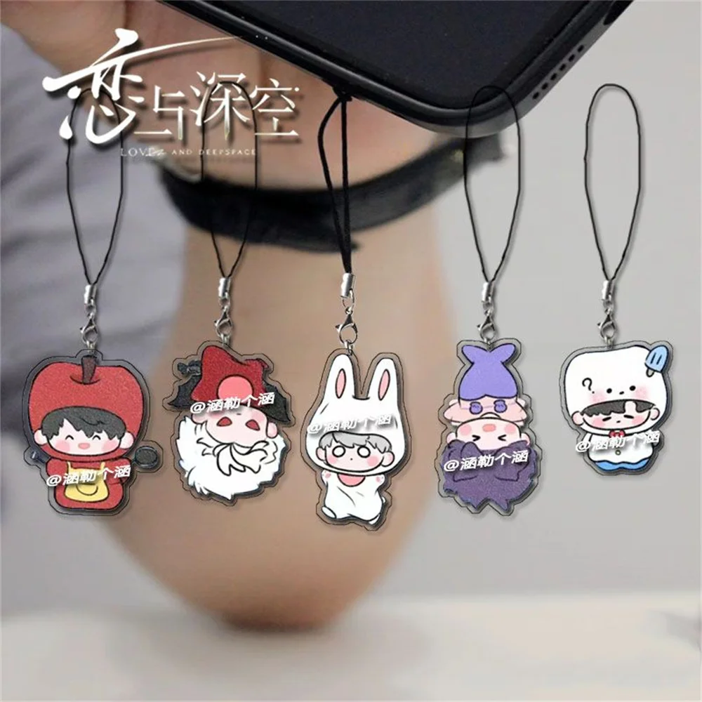 Game Love And Deepspace Xavier Zayne Rafayel Sylus Caleb Cosplay Keychain Rope Phone Chain Acrylic Keyring Bag Pendant Accessory