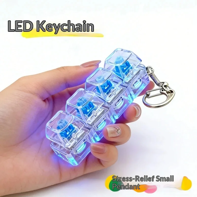 PC4 Key Mechanical Keyboard Test Axis Stress-Relief Button Finger Squeeze Toy Keychain Stress-Release Toy