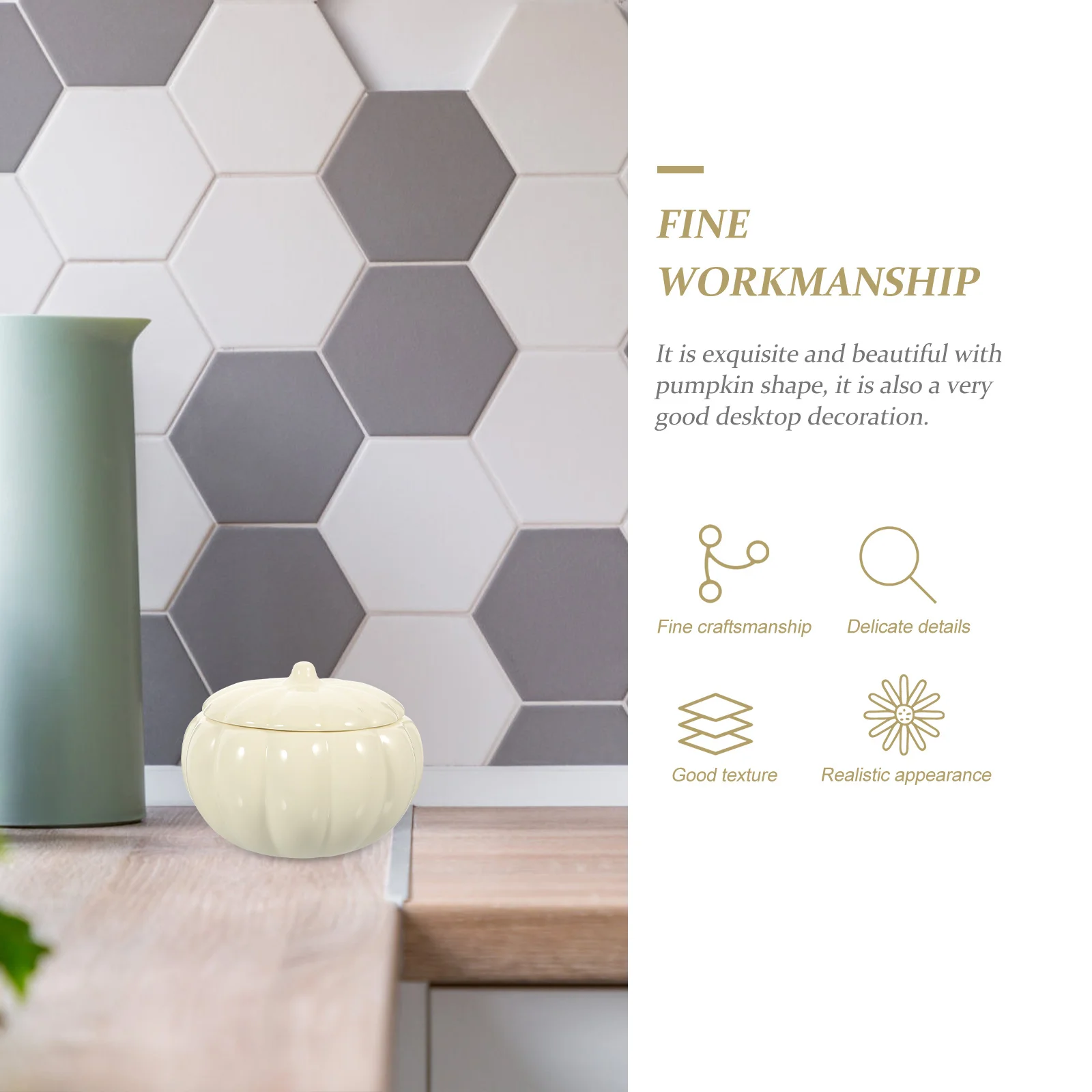 

Airtight Ceramic Tea Jar in Pumpkin Shape Keeps Coffee Beans Sugar Snacks Fresh Perfect Sealed Storage for Home Kitchen Decor