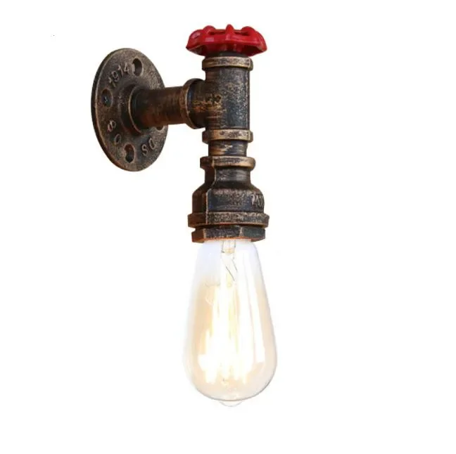 

Steam punk Loft Industrial iron rust Water pipe retro wall lamps Vintage E27 LED sconce wall lights for living room bedroom bar