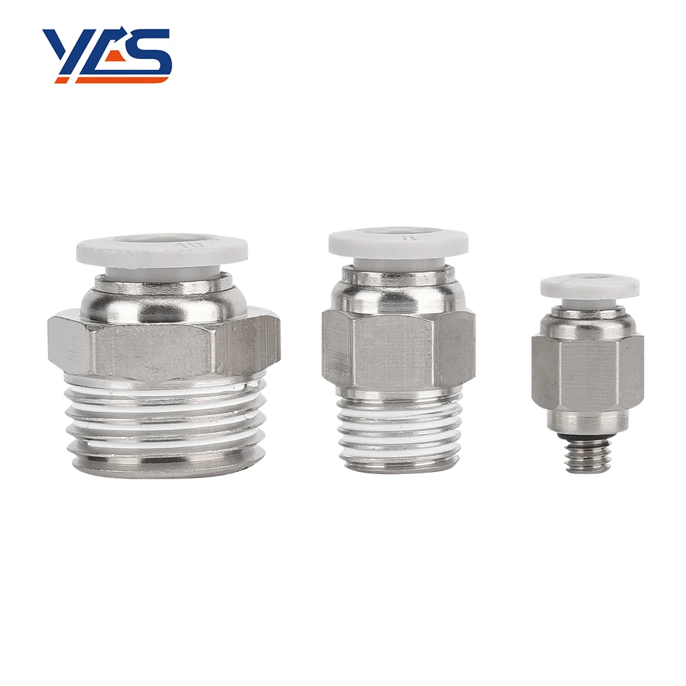 High Quality White PC Series Male Straight Quick Connect Fittings Air Hose Fittings One touch fittings PC4/6/8/10