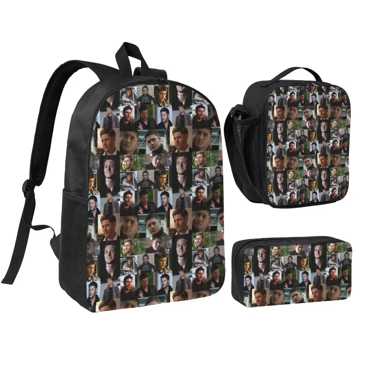 

Dean Winchester Backpack Boys Girls BookBag School Bag Shoulder Bags 3ps Insulated Lunch Bag Pencil Case