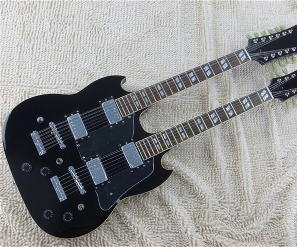 Double Neck Different Color Electric Guitar with Chrome Harware,Offer Customize