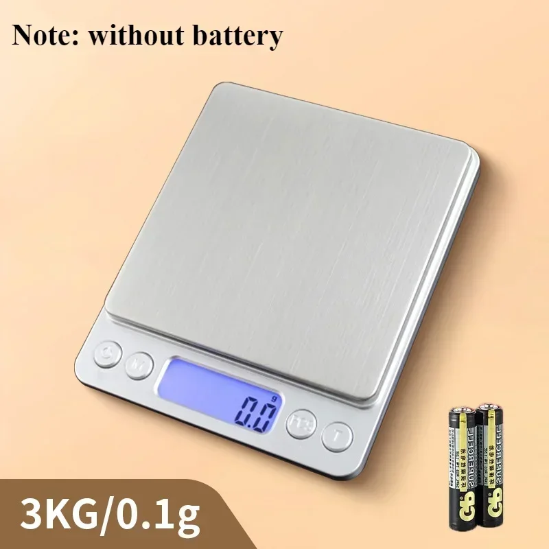 Digital Kitchen Scale 3000g/ 0.1g USB Rechargeable Mini Jewelry Pocket Scale for Home Use With 2 Trays Weight Scales Food Tools