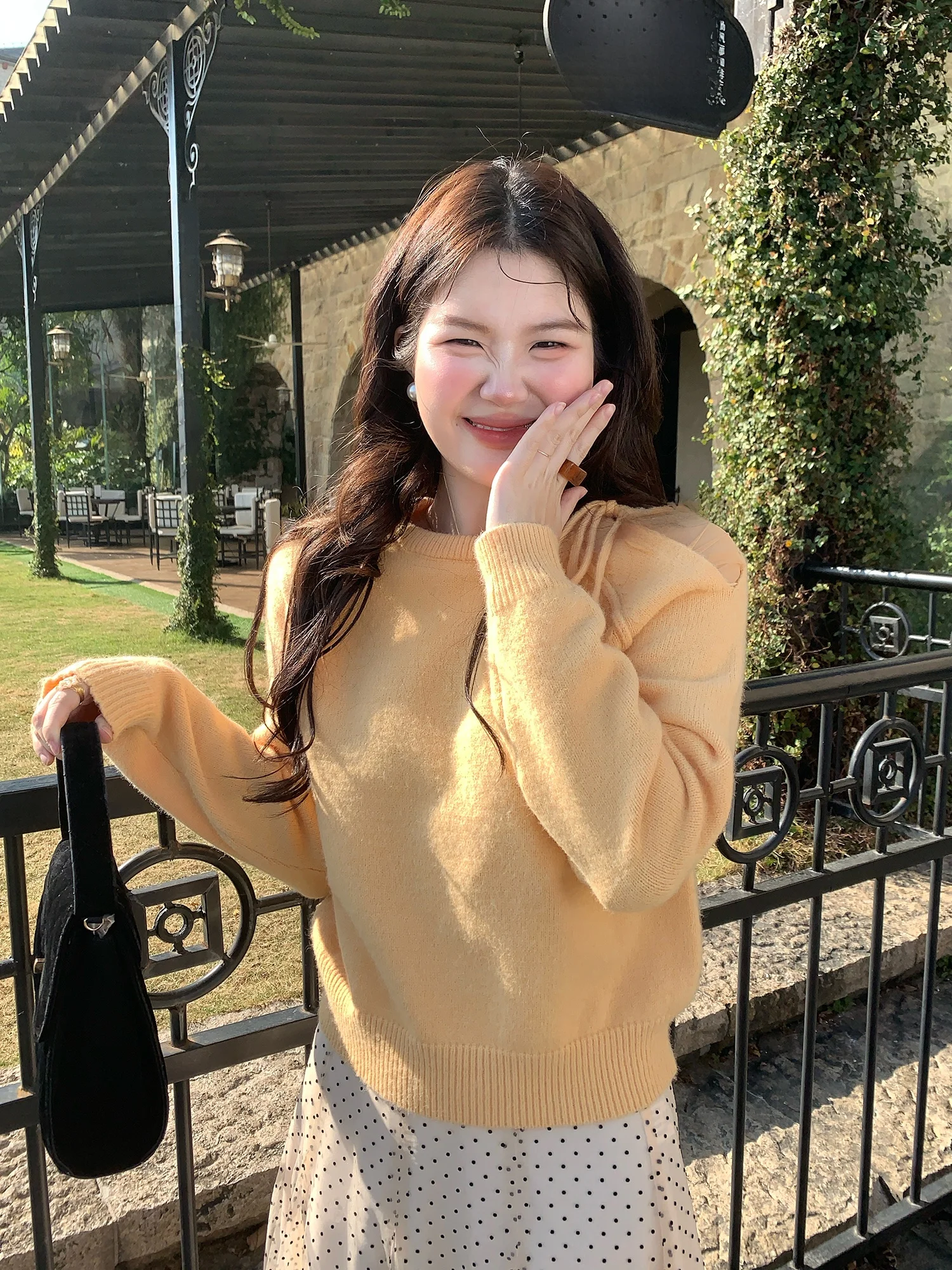 

Korean Sle oulder Bared round Ne Sweater Women's ort Fit Knitted irt Evening Winter Faion Casual Long Sve