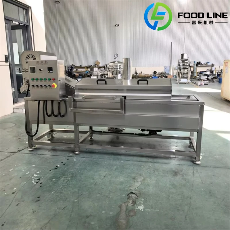 

Customized Industrial Continuous Bugle Chips Snacks Frying Machine Stainless Steel Food Machine