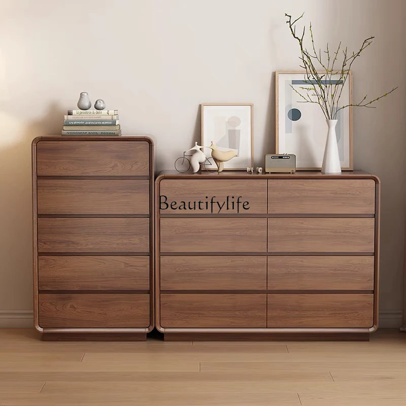 Bedroom storage cabinet Master bedroom bedside storage against the wall Solid wood eight-bucket six-bucket cabinet