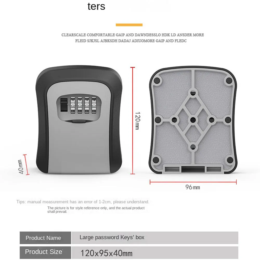Wall Mount Key Lock Box 4 Digit Password Code Security Lock No Key for Home Office Key Safe Secret Storage Box Organizer