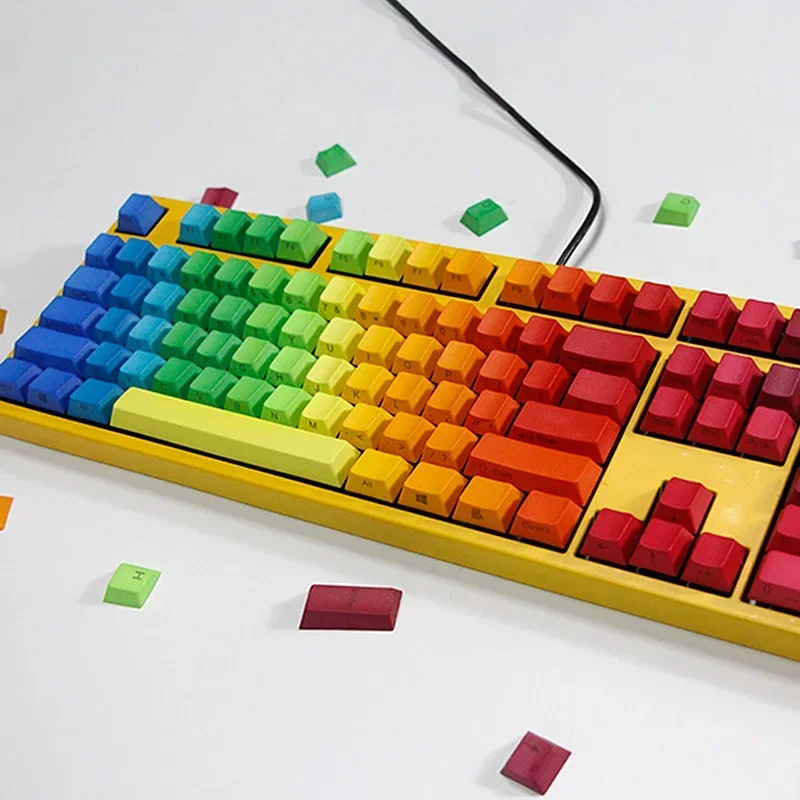 Rainbow Theme Sublimation Keycap PBT Material Cross Satellite Shaft Original Height 75 87 98 108 Universal