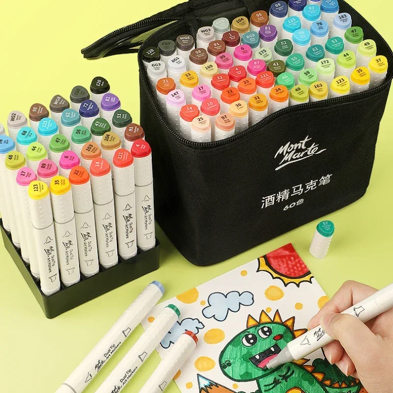 

30/60/80 Color Double-headed Marker Pen Set Student Animation Design Hand-painted Graffiti Quick-drying Alcohol Watercolor Pen