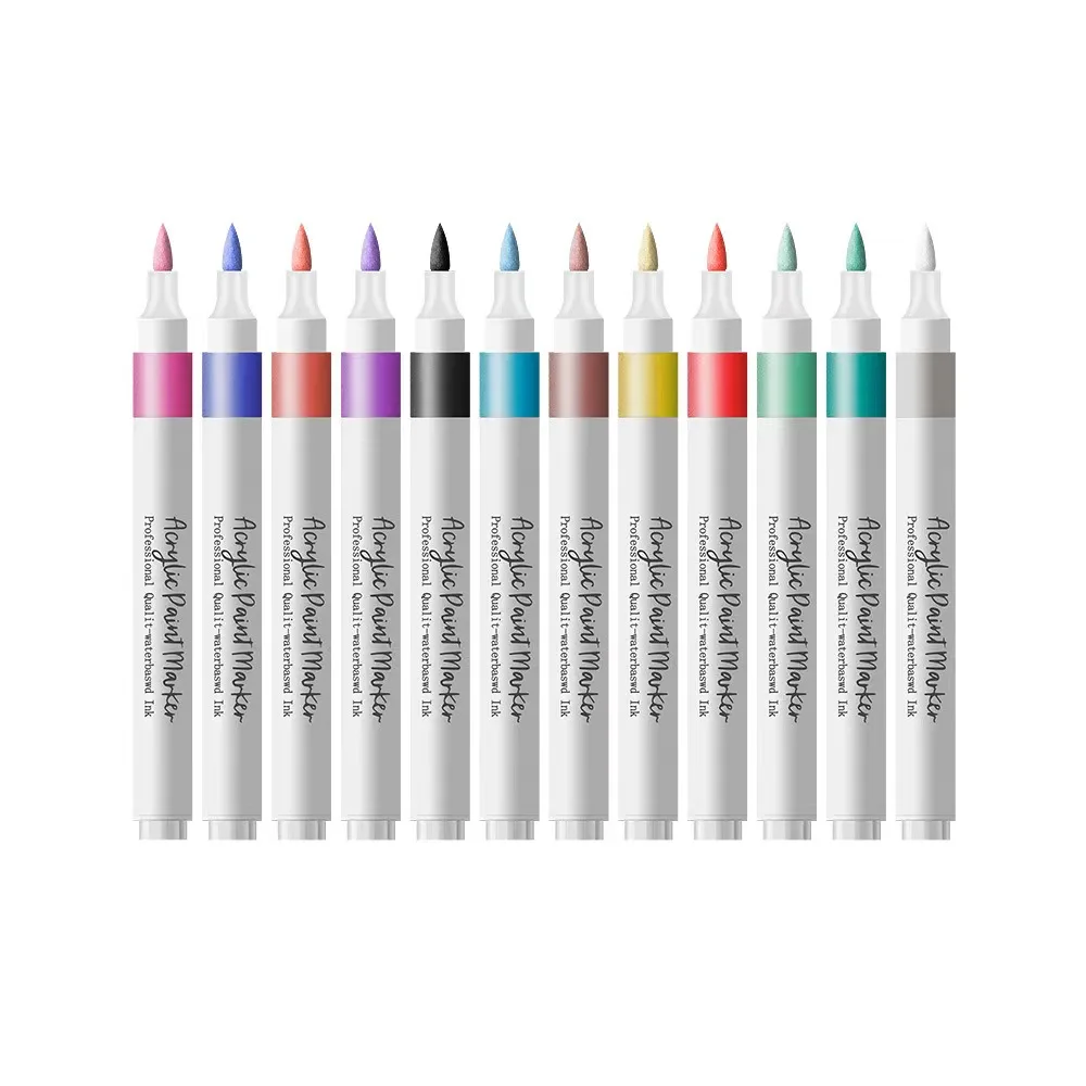 12/24 Colors Dual Tips Acrylic Marker Pens for Painting Kids Stone Paint Markers Ceramic Glass Wood Manga Art Stationery School