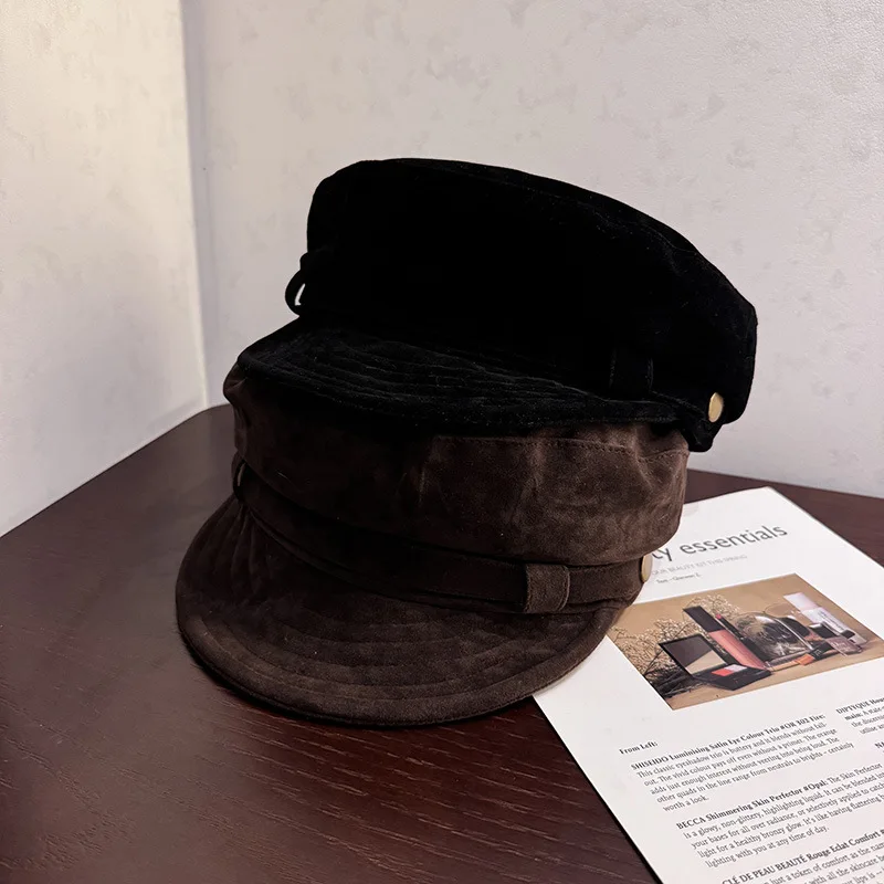 قبعة النحل على الطراز البريطاني للفتيات قبعة النمل ذات نجمة من جلد الغزال الراقية