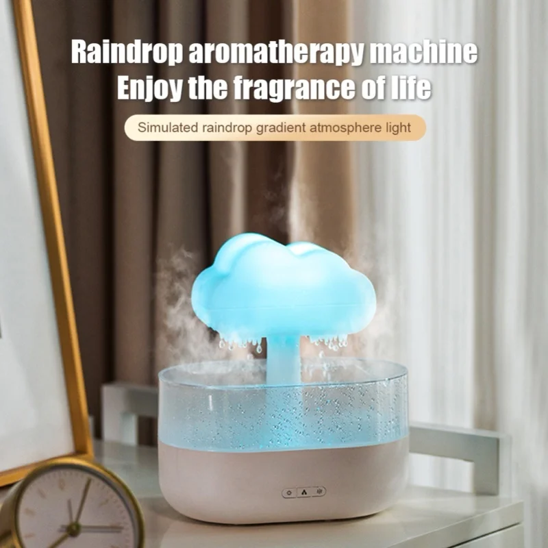 Rain Cloud Air Humidifier 7 Changing Colors LED Light Auto Shut Off 200ml Aromatherapy Essential Oils Diffuser