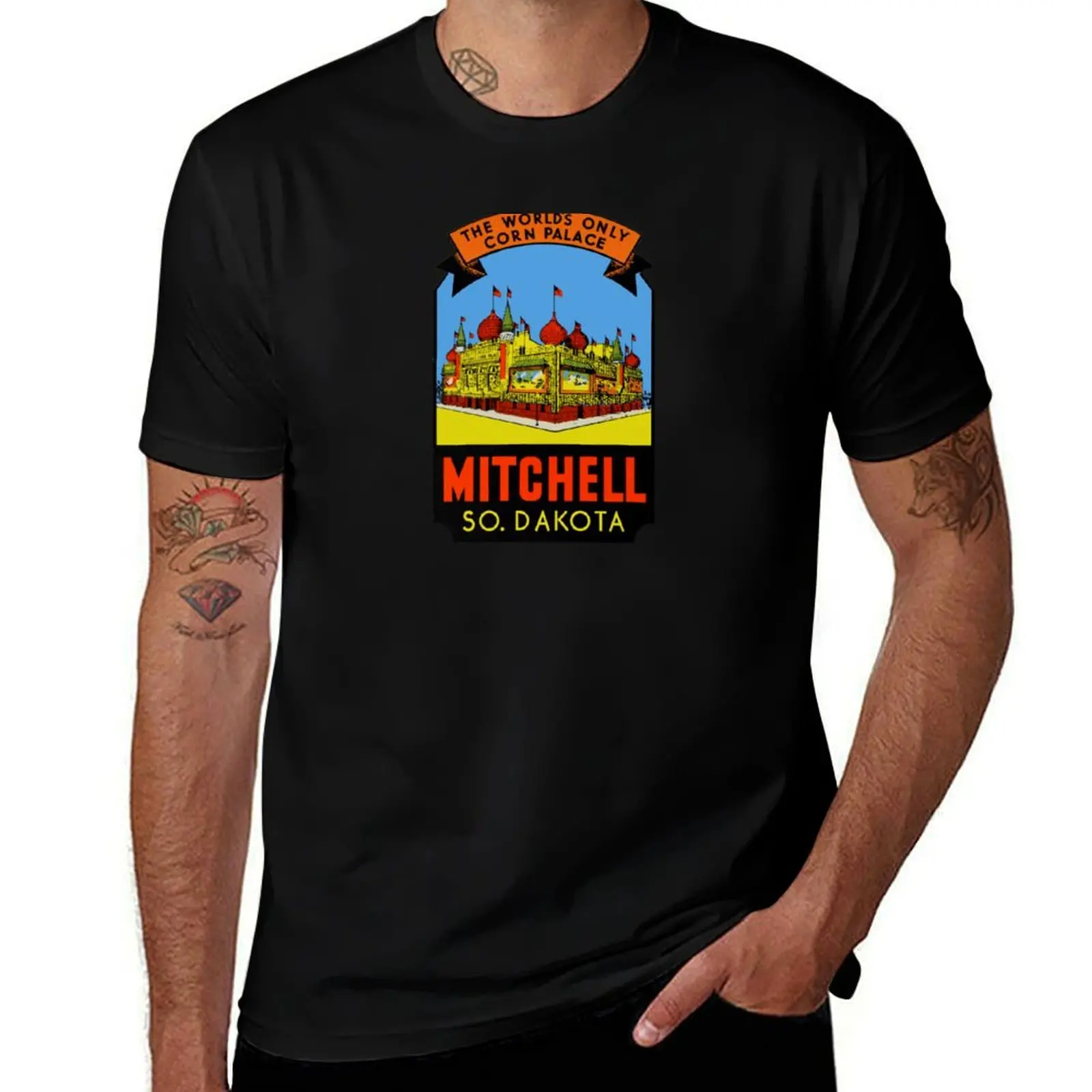 

The Worlds Only Corn Palace Mitchell South Dakota Vintage Travel Decal T-Shirt oversized t shirt anime blanks Men's t-shirts