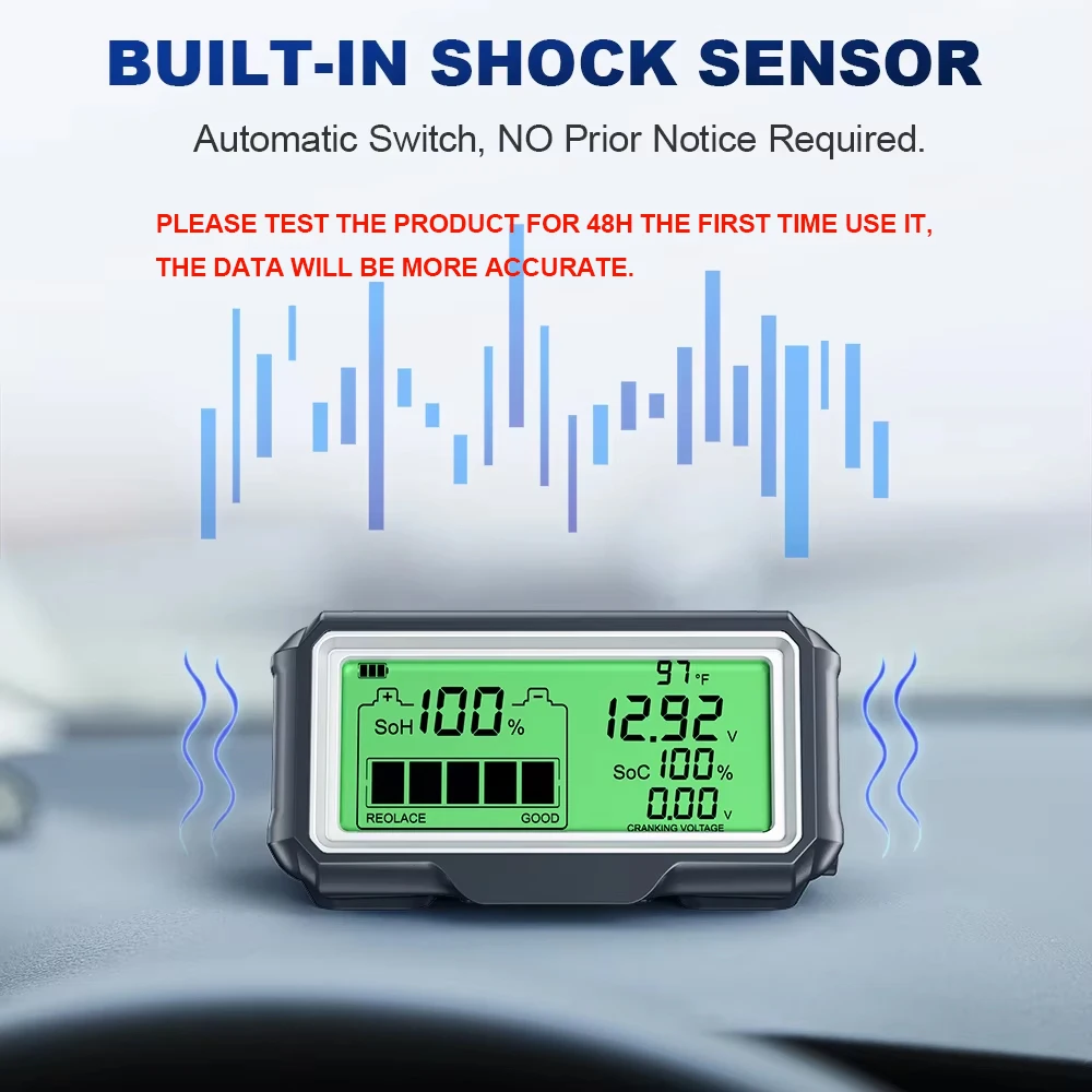 ANCEL BM200 PRO 12V Car Battery Capacity Tester Monitor LED Display Waterproof SOH SOC Battery Health Analyzer Auto Tester Tools