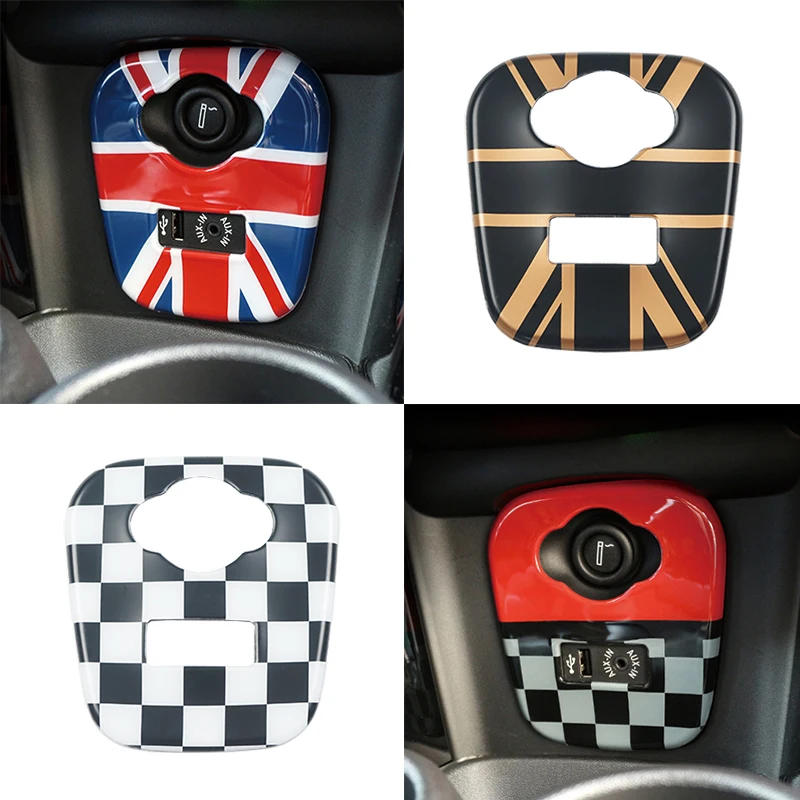 For Mini Cooper S JCW F55 F56 F60 Countryman Union Jack Car Cigarette Lighter USB AUX Panel Trim Cover Sticker Auto Accessories