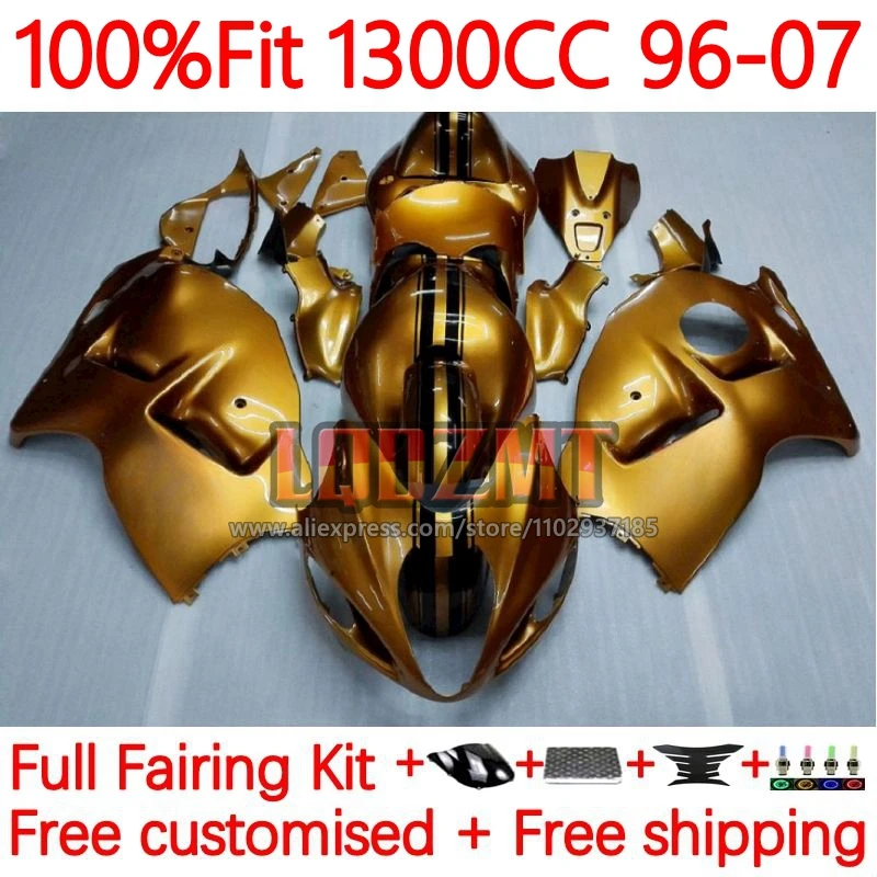 Injection For SUZUKI Hayabusa GSXR1300 Gloss golden GSXR 1300 CC 96 97 98 99 00 01 02 2003 2004 2005 2006 2007 Fairing 170No.5