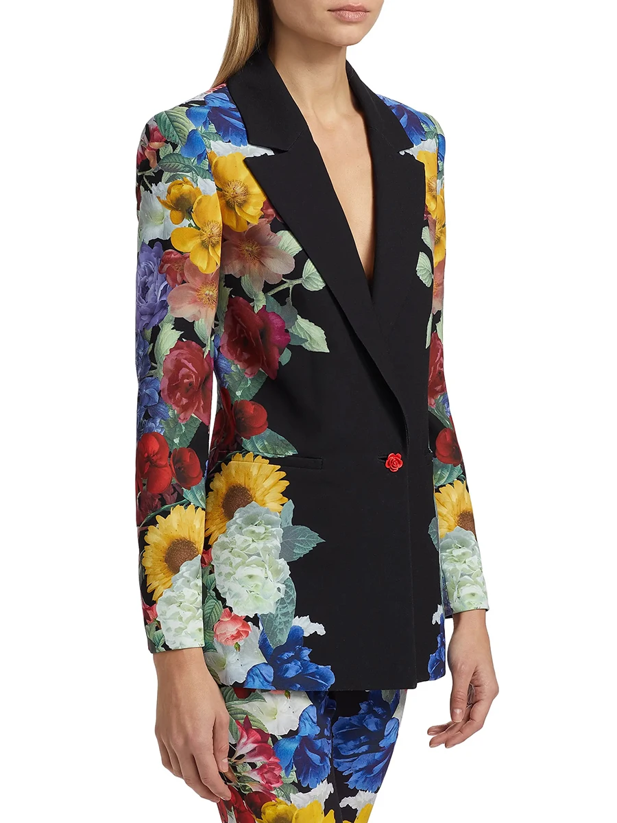 VGH Formale Druck Zwei Stück Set für Frauen Revers Langarm Verstärktes Chic Botton Blazer Hohe Taille Hose Anzug Weibliche Kleidung