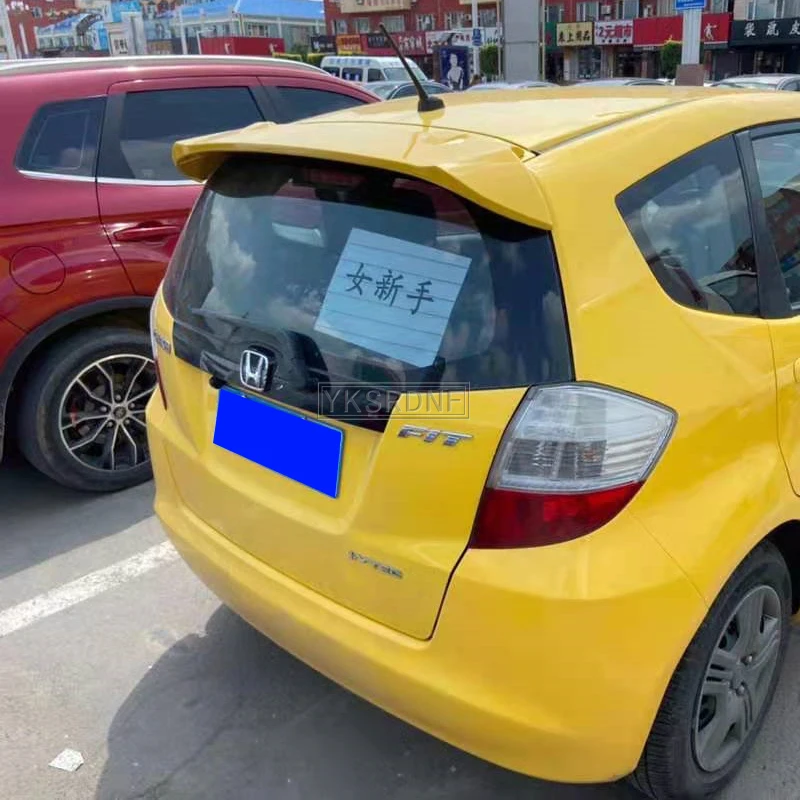 For 2008-2013 Honda Fit jazz Spoiler High Quality ABS Material Car Rear Wing Primer Color Rear Spoiler