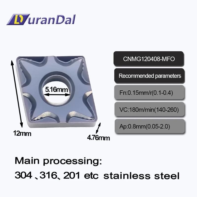 

CNMG432 Инструменты для токарных станков по металлу Твердосплавные вставки ISO CNMG120408 Внешнее токарное лезвие Полуобработка для нержавеющей стали
