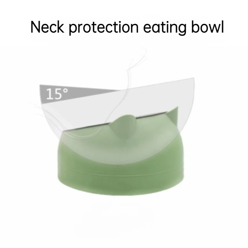 1pc Cat Dog Rice Bowl Stainless Steel+PP Cat and Dog Recognizable Colors Protect Pet Neck Spine Slanted Mouth Pet Supplies