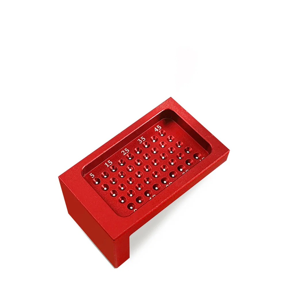 Aluminum Alloy T-Shaped Ruler Red Mini Scriber Woodworking Hole Ruler Accurate Measuring Tool for Engineer Architect Student