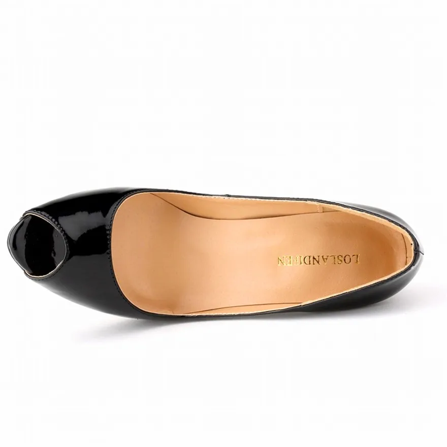 14 Colors Peep Toe Elegant Women Pumps 2025 New Patent Leather High Heels Shoes Lady Fashion Platform Shallow Wedding Shoe Dress