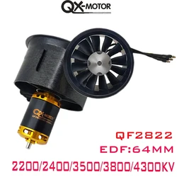 New DIY Drone 64mm EDF Set 4s 6s Motor with 12 Blades Duct Fan for FMS RC Airplane Parts Wholesale QX-MOTOR Brand Original Fac