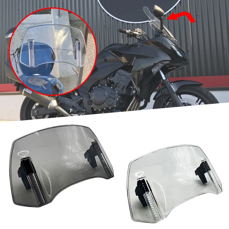 Déflecteur Pare-Brise Moto Réglable Universel Fumée - Extension Anti-Vent Pour CBF1000 CBF125 500 600