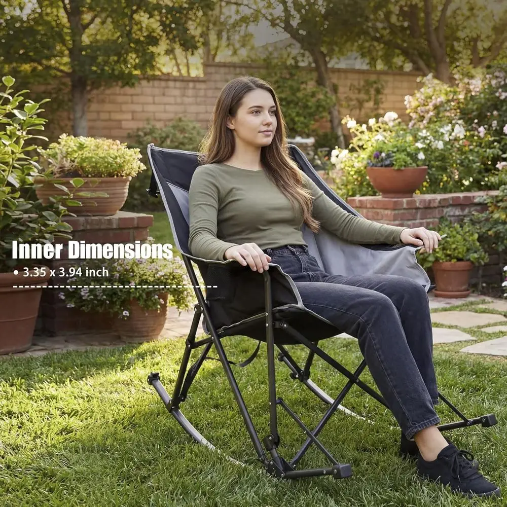 Oversized olding Rocking Camping Chair 2 Pack ully Padded Patio Chair lack Portale Outdoor Rocker High ack Portale Lawn Recliner