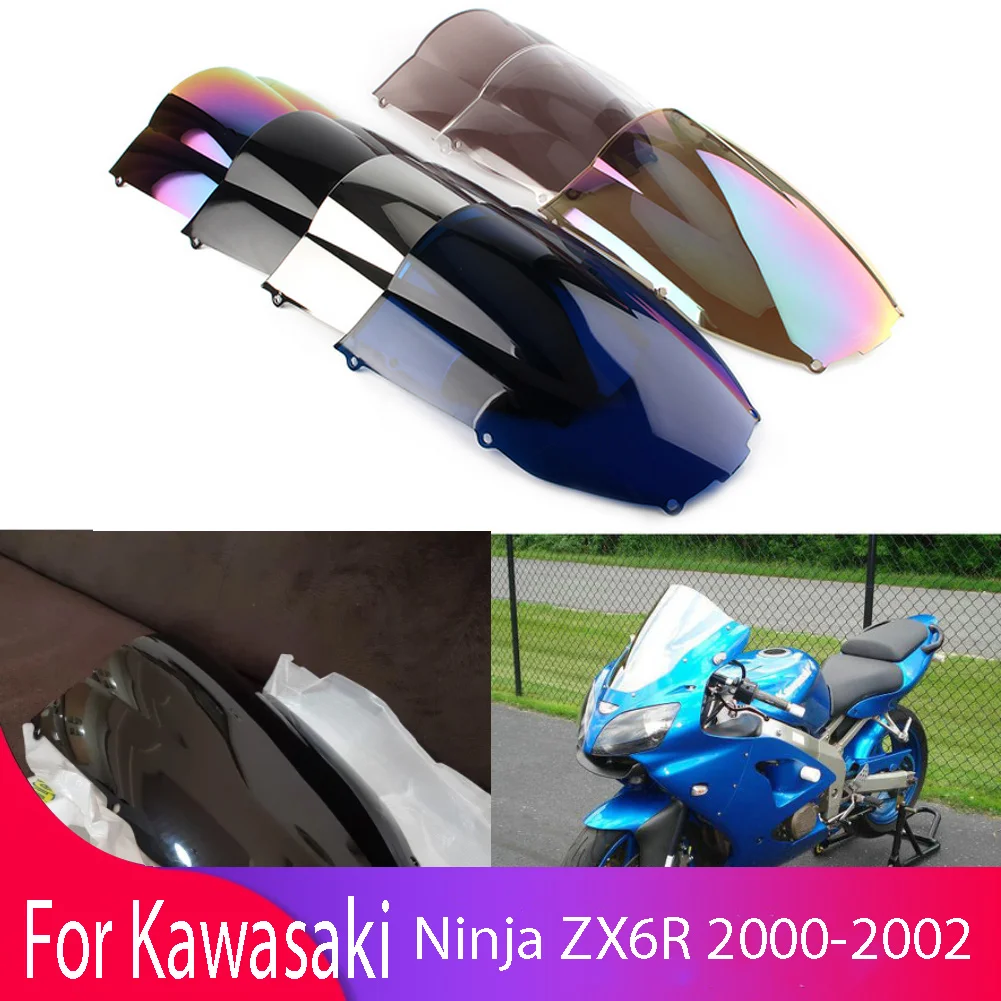 Windshield For Kawasaki Ninja ZX-6R 636 ZX6R ZX636 Double Bubble WindScreen Motorcycle Accessories Fairing Deflector  2000-2002