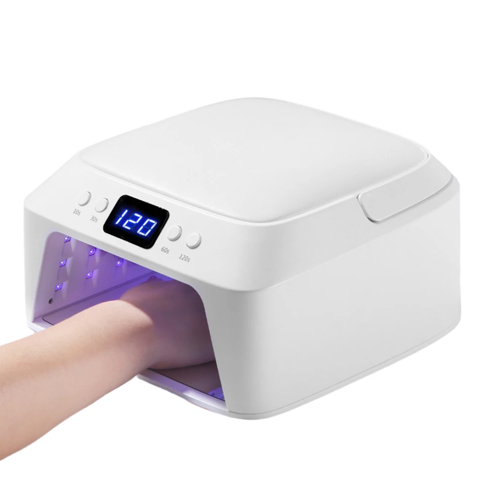 Lámpara de uñas UV de 71 LEDs, espacio grande, con almohada para mano, sensor inteligente, 72W profesional para manicura y pedicura