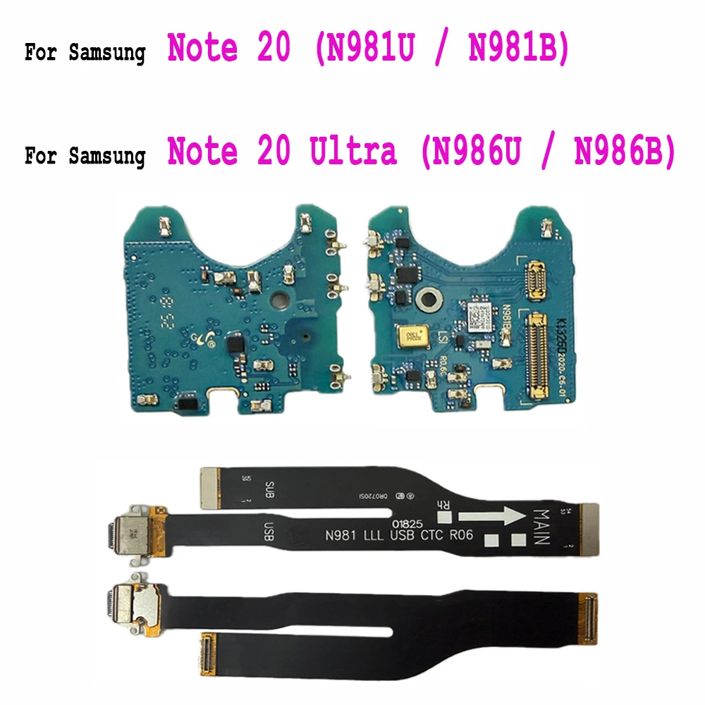 USB Charging Port Board Connector Mic Microphone Flex Cable Ribbon For Samsung Note 20 N981U N981B Note 20 Ultra N986U N986B