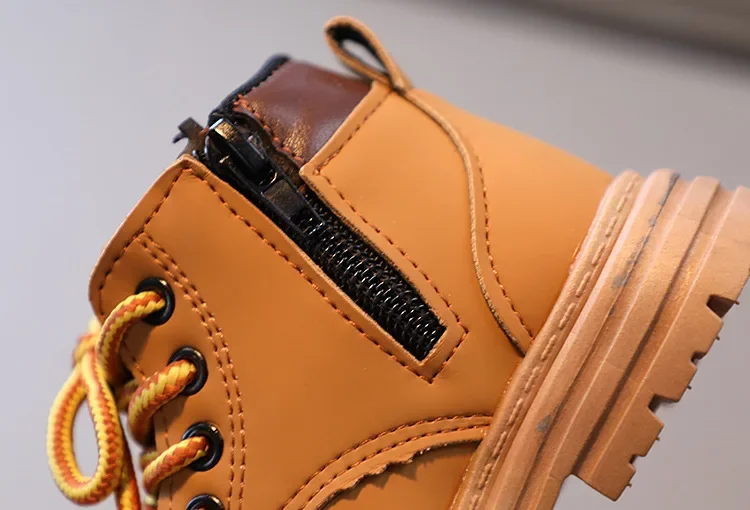 Jungen Mädchen PU-Lederstiefel Kinder-Knöchelstiefel Jungen Weichsohlige Kinderschuhe Rutschfeste Outdoor-Schuhe Winter Mode Schneestiefel – Detail 12