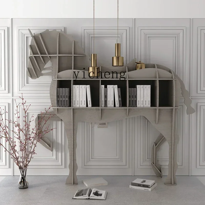 Creative Bookshelf Light Luxury Home Bookcase Solid Wood Shelf Sofa Side Cabinet