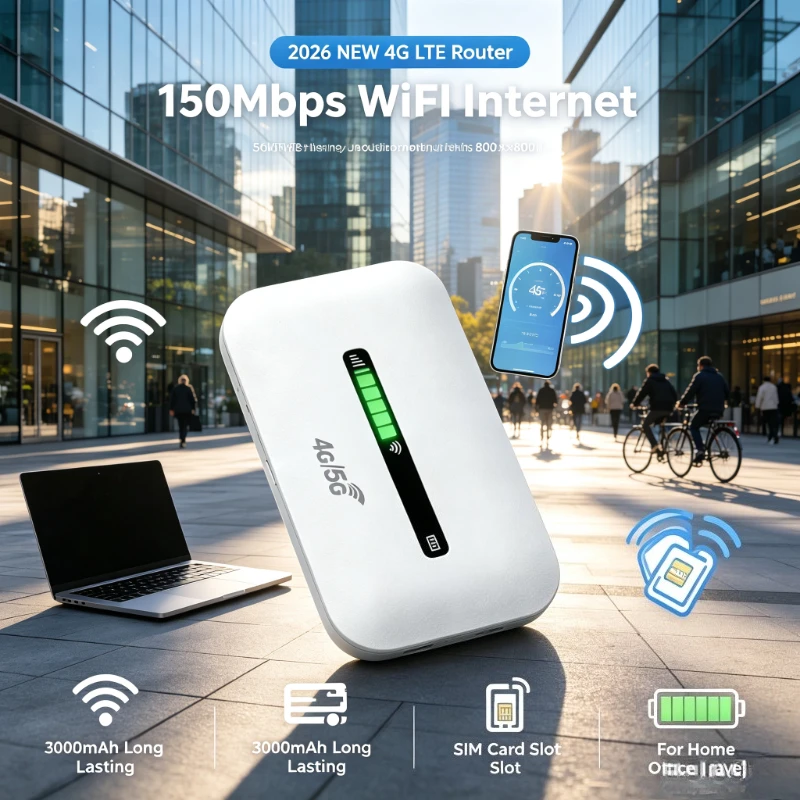 150Mbps 4G LTE Mobile Hotspot 3000mAh WiFi Router With SIM Card Slot Portable Internet Device For Travel Office