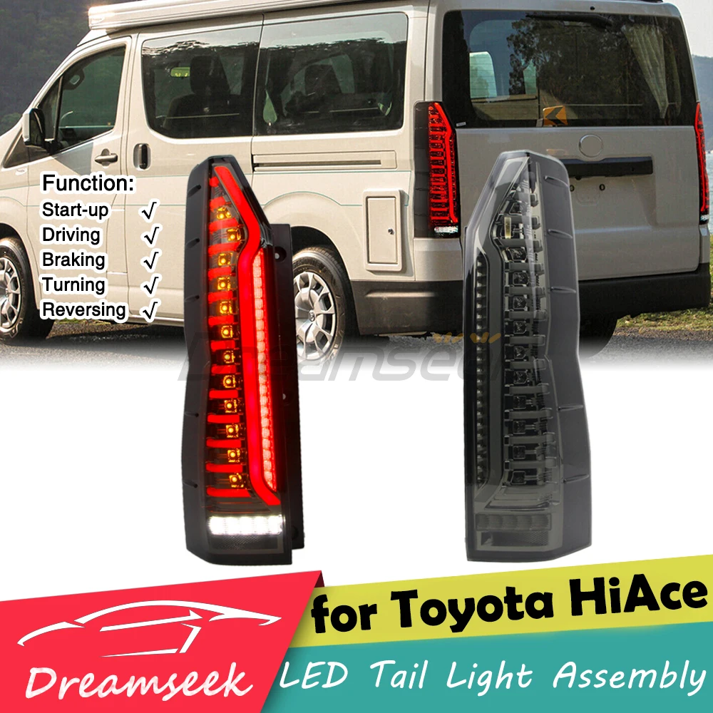 LED Tail Light Assembly For Toyota HiAce H300 2019 2020 2021 2022 2023 Brake Driving Reversing Lamp W/ Dynamic Turn Smoke Lens