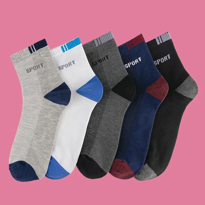 

5/10 Pairs Summer Thin Fashion Men's Sports Short Socks Sweat-absorbent Breathable Mid-tube High Quality Men's Casual Socks