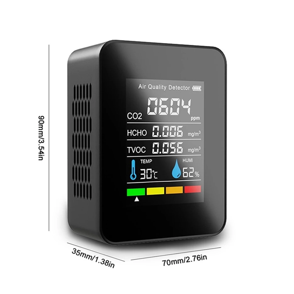 Multifunctionele Luchtkwaliteit Monitor 5in1 CO2 Temperatuur-vochtigheidsmeter Digitale Tester TVOC HCHO Detector M8 Luchtkwaliteit Monitor