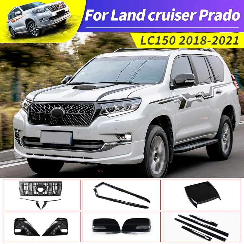 For Toyota Land Cruiser Prado 150 Lc150 Fj150 2014-2023 Upgraded Accessories Black Warrior,Grille Rearview Mirror Cover