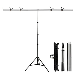 Mehofond T-shaped Tripod Stand Photography Background Adjustable 1.5x2m Support Photo Studio for Muslin Polyester Backdrop Props